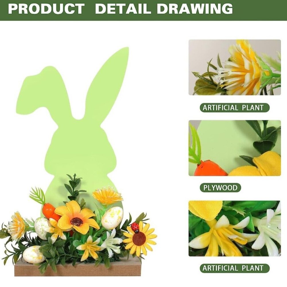 3PCS Easter Decorations, Easter Decoration for The Home, Farmhouse Rustic Wooden - Picture 3 of 3